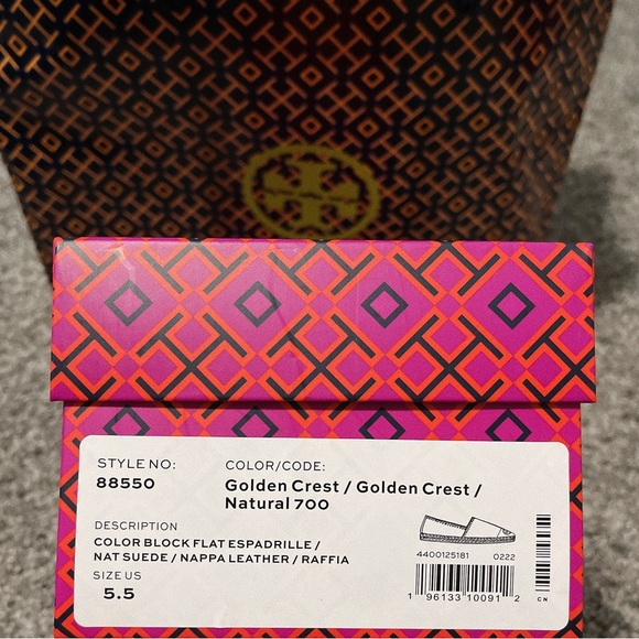 Tory Burch Color Block Flat Espadrille/Golden Crest/Natural 700 - Picture 5 of 5